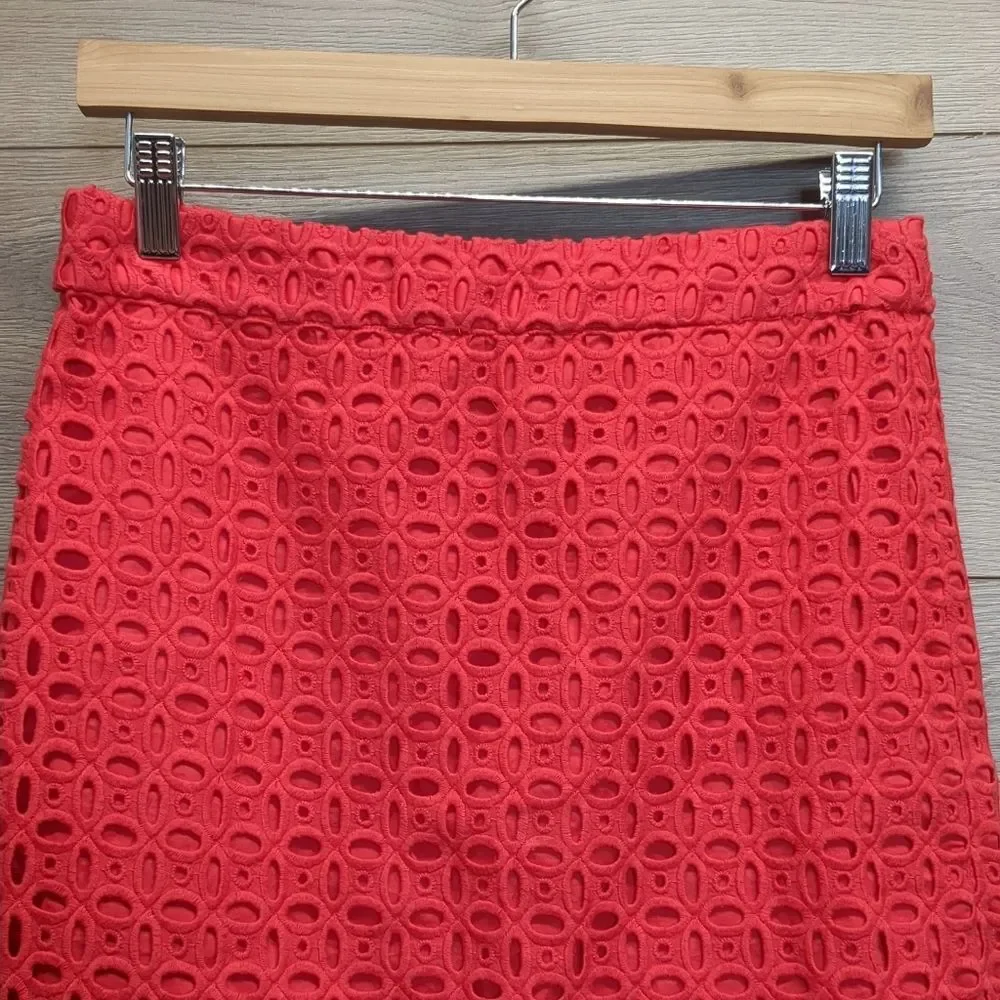 J Crew Eyelet No. 2 Pencil Skirt Red, Womens Size 2
